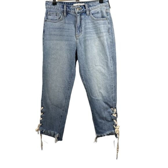 HIDDEN Women's Tracey Lace Up High Rise Distressed Denim Jeans Blue Size 27 - Picture 1 of 14